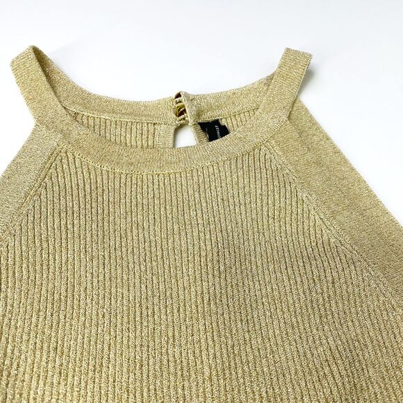 INC Gold Shimmer Tank Top Large Gold Sparkle Sheen Going Out Tank Top Large INC - Picture 2 of 15